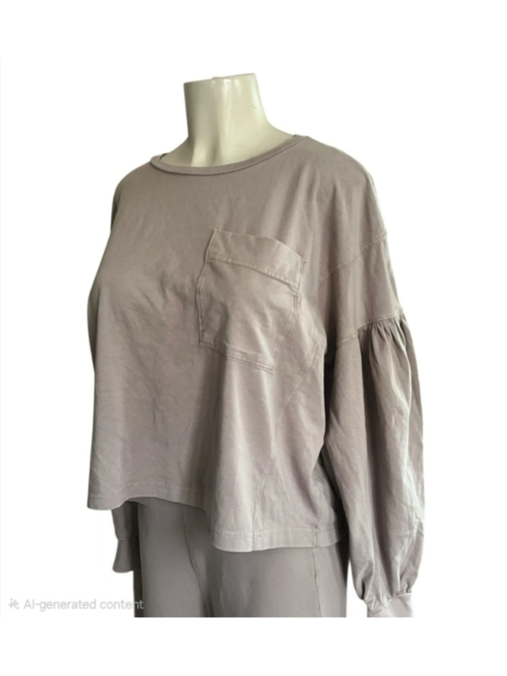 Women's Free People Size S Taupe Long Sleeve Pocket Top